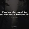 If you love what you will do, you never work a day in your life