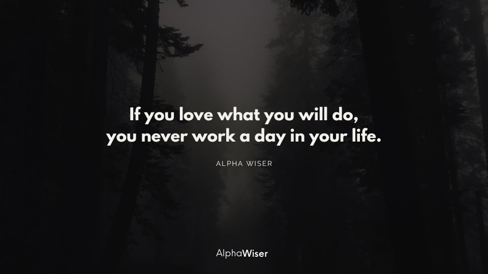 If you love what you will do, you never work a day in your life