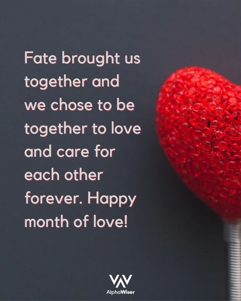 Fate brought us together and we chose to be together to love and care for each other forever. Happy month of love!