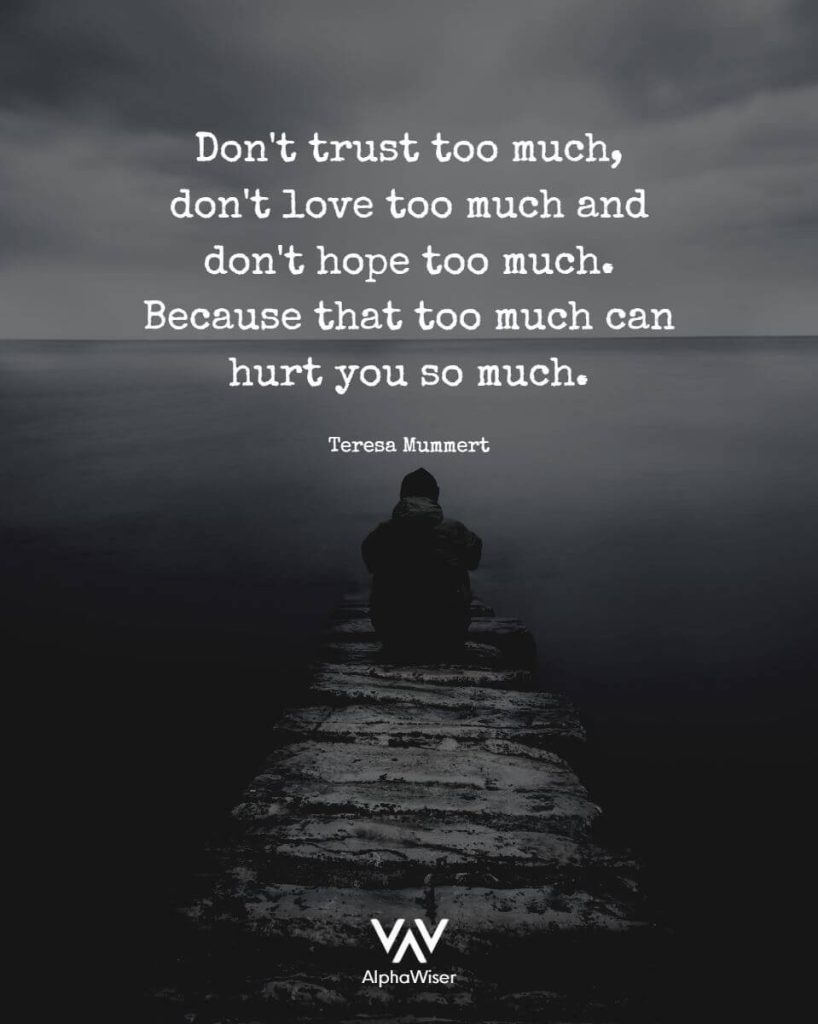 “Don't trust too much
Don't love too much
Don't hope too much
Because that "too much"
can hurt you so much”