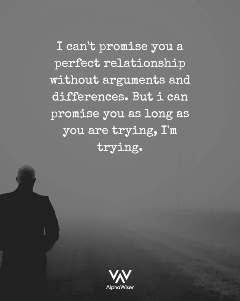 “I can't promise you a perfect relationship without arguments over our differences and trust issues. However, I can promise you that as long as you're trying, I'm staying”